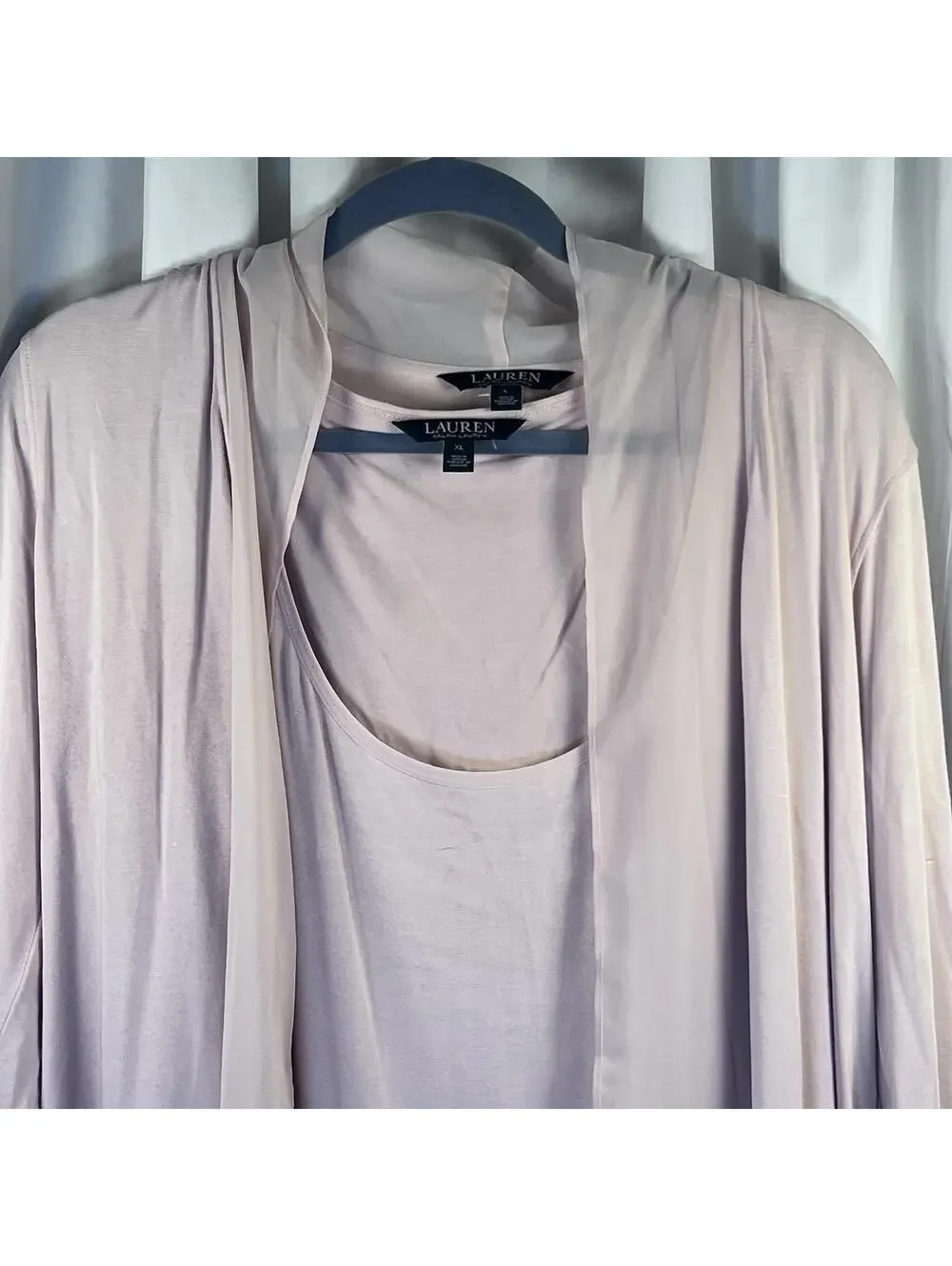 Womens Lauren Ralph Lauren Pale Pink Loose Longline Cardigan (L)  And Tank (XL)